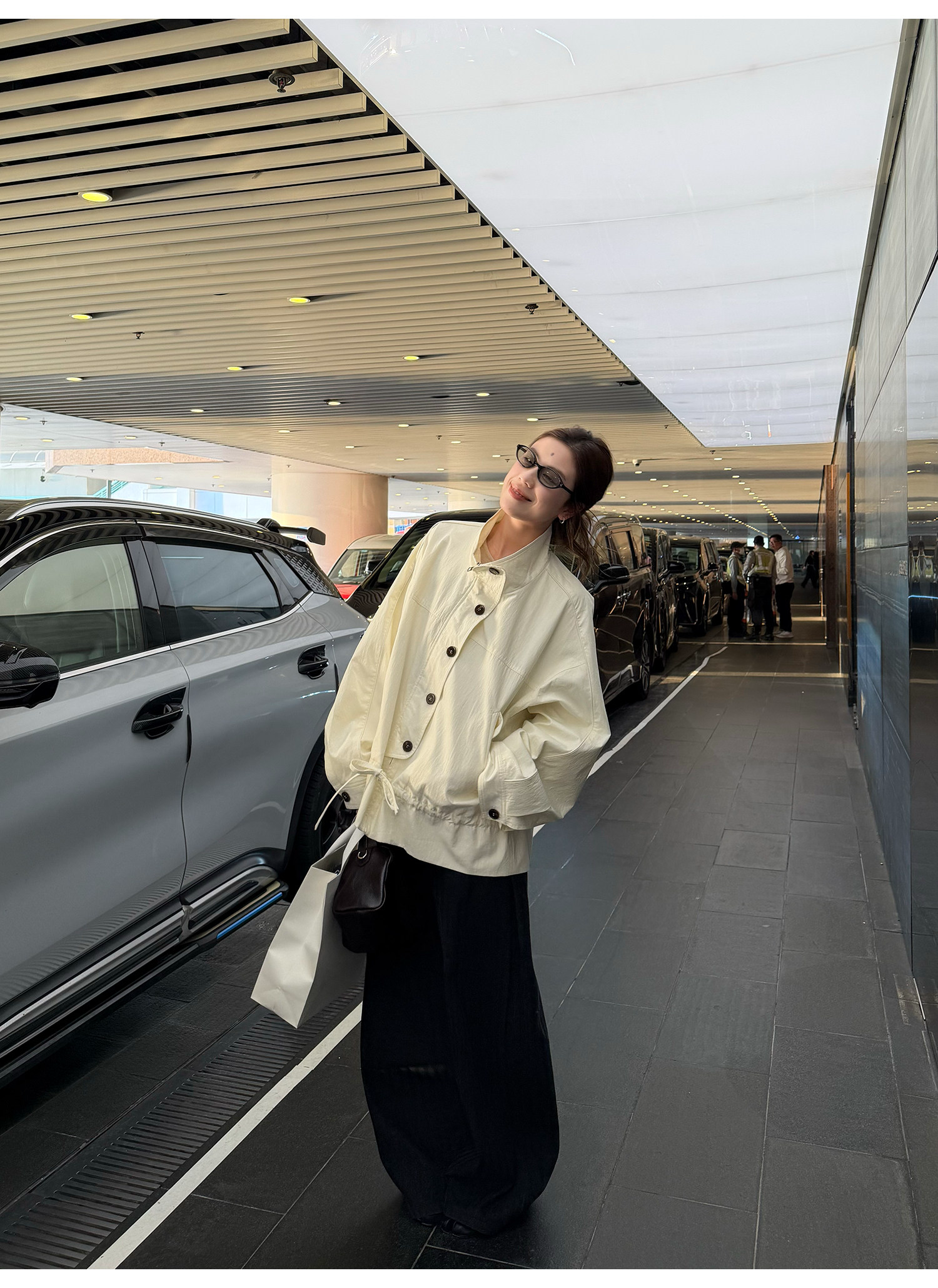 LelyMooch 立ち襟 ドロスト ミドル丈コート  LEM317