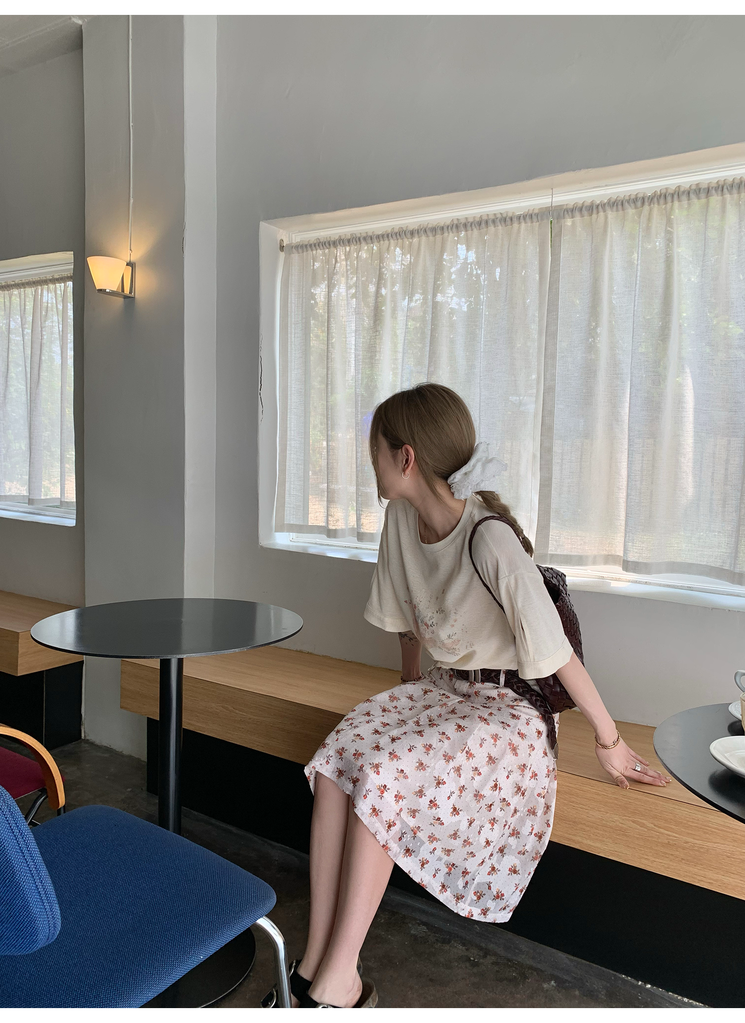 LelyMooch  レトロ小花柄プリーツシフォンスカート  LEM143