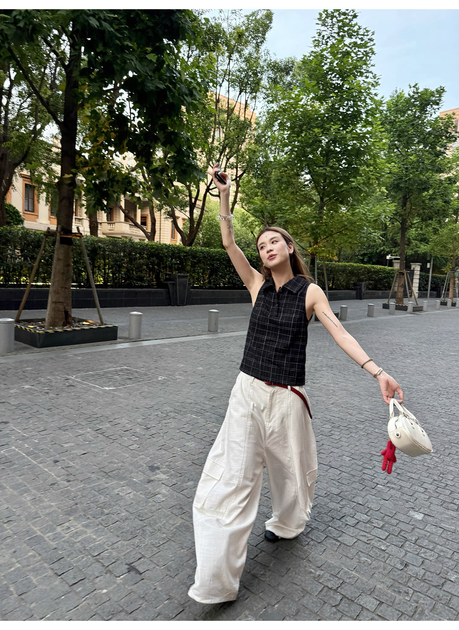 LelyMooch ストリート白ワイルドパンツ  LEM190