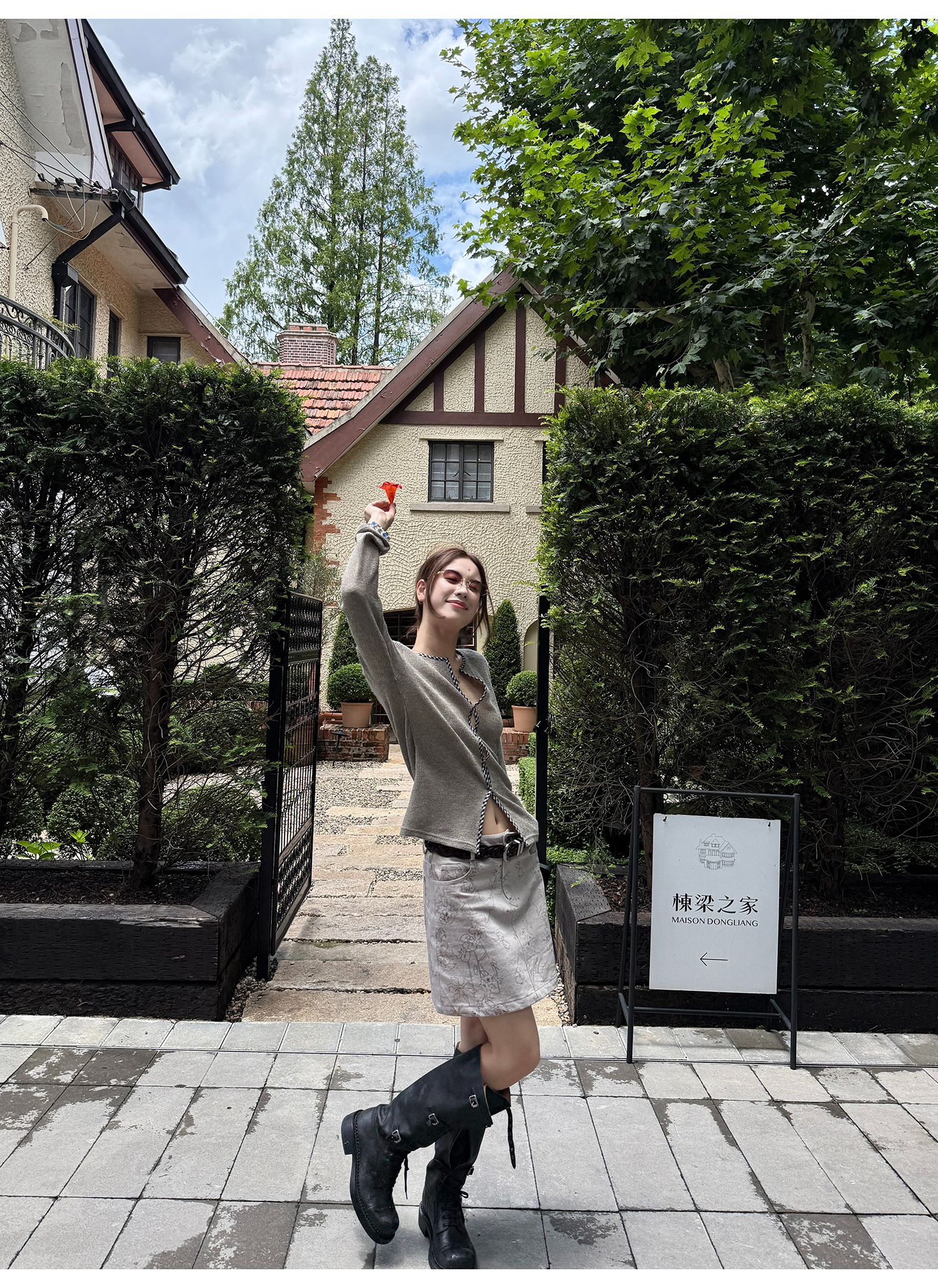 LelyMooch チェック柄ウエスト細見えニットトップス  LEM216