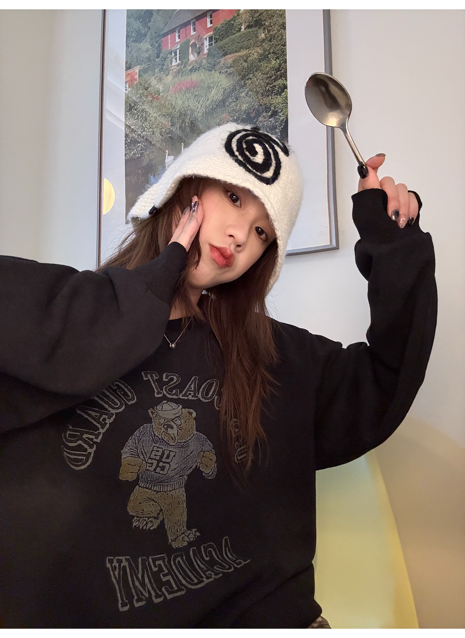 LelyMooch くまプリント古着風スウェット  LEM231