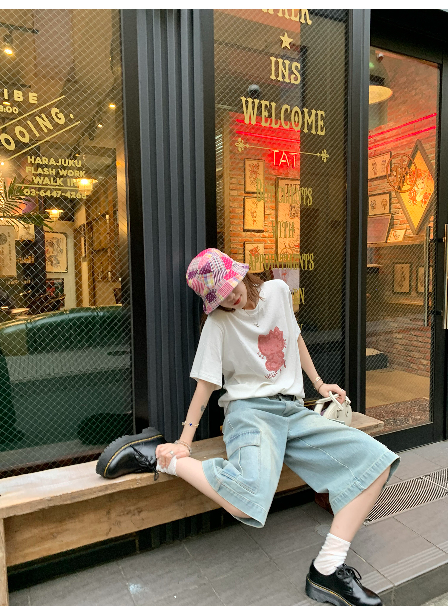 LelyMooch 体型カバー◎ カーゴデニムパンツ  LEM182