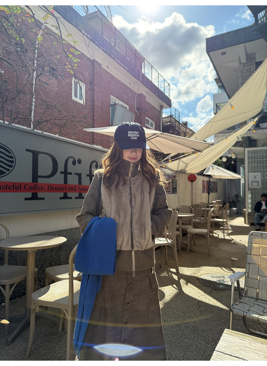 LelyMooch フェイクファー切り替え立ち襟コート  LEM252