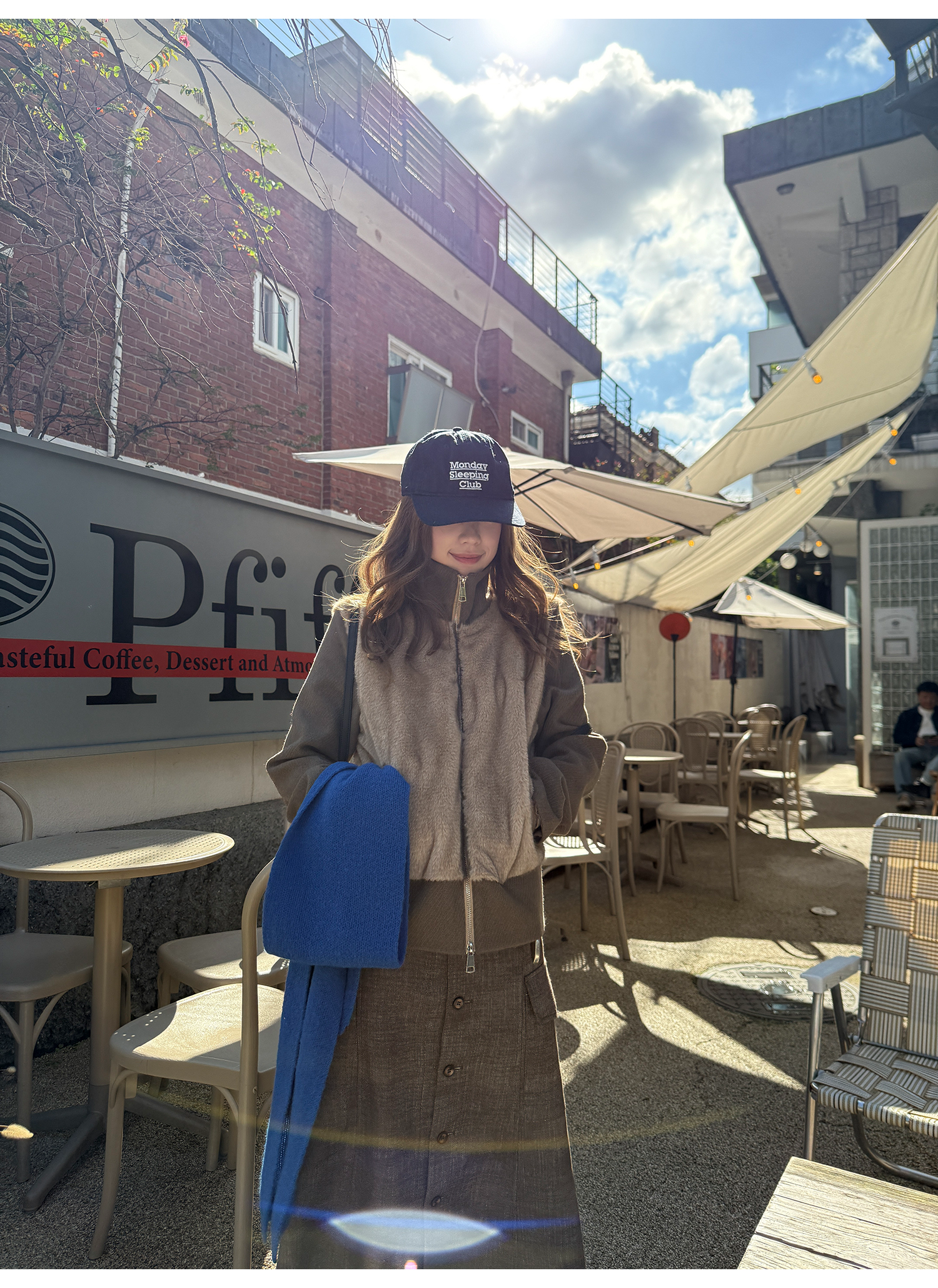 LelyMooch フェイクファー切り替え立ち襟コート  LEM252