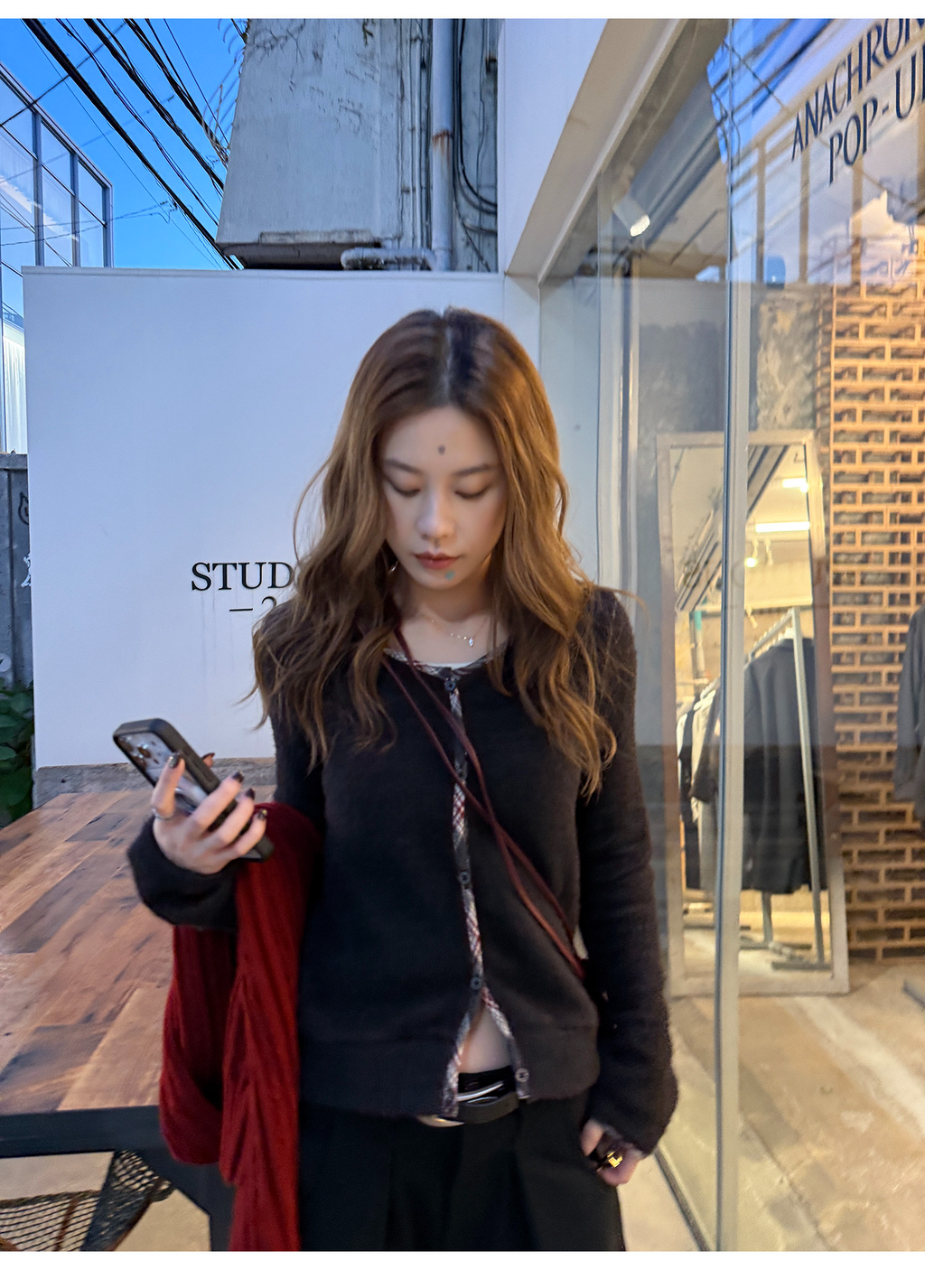 LelyMooch チェック柄パイピング ニット  LEM293