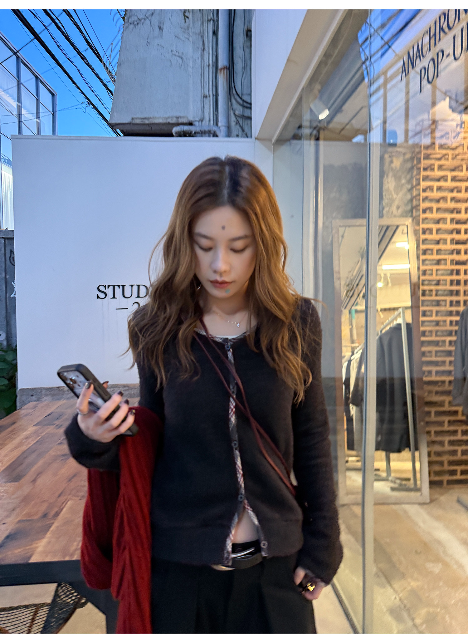 LelyMooch チェック柄パイピング ニット  LEM293