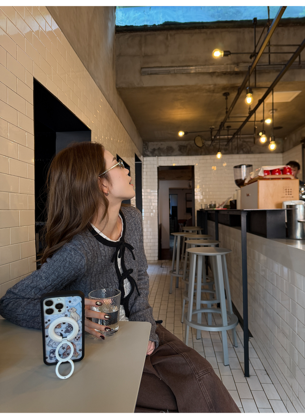 LelyMooch ケーブル調 × 配色リボン ニットトップス LEM276