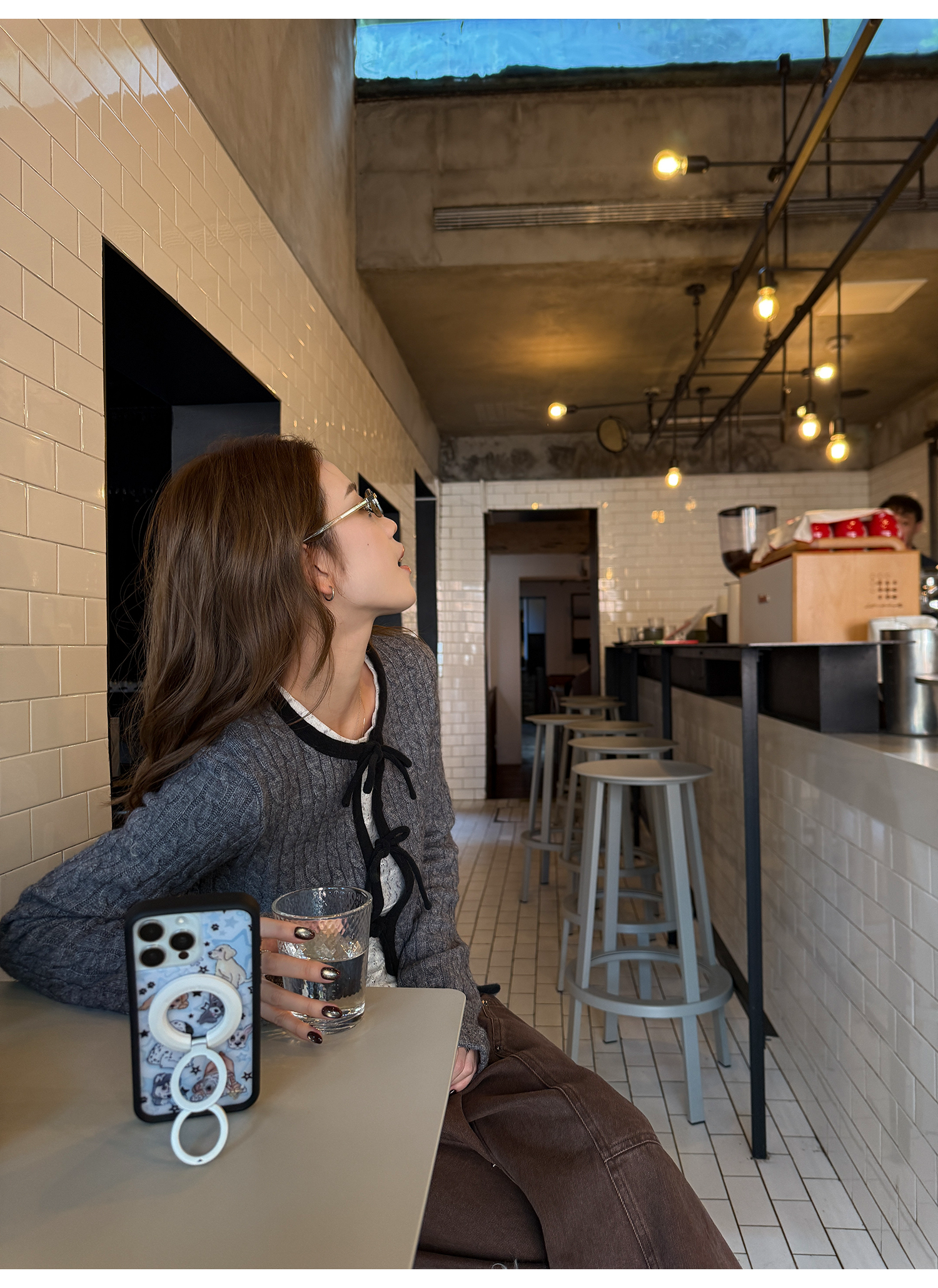 LelyMooch ケーブル調 × 配色リボン ニットトップス LEM276