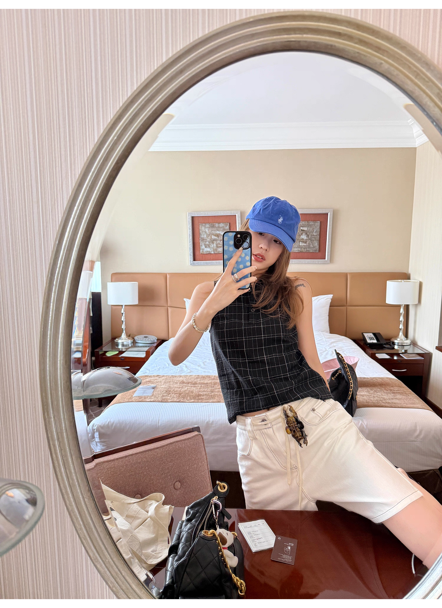 LelyMooch ノースリーブチェック柄ポロシャツ　LEM188