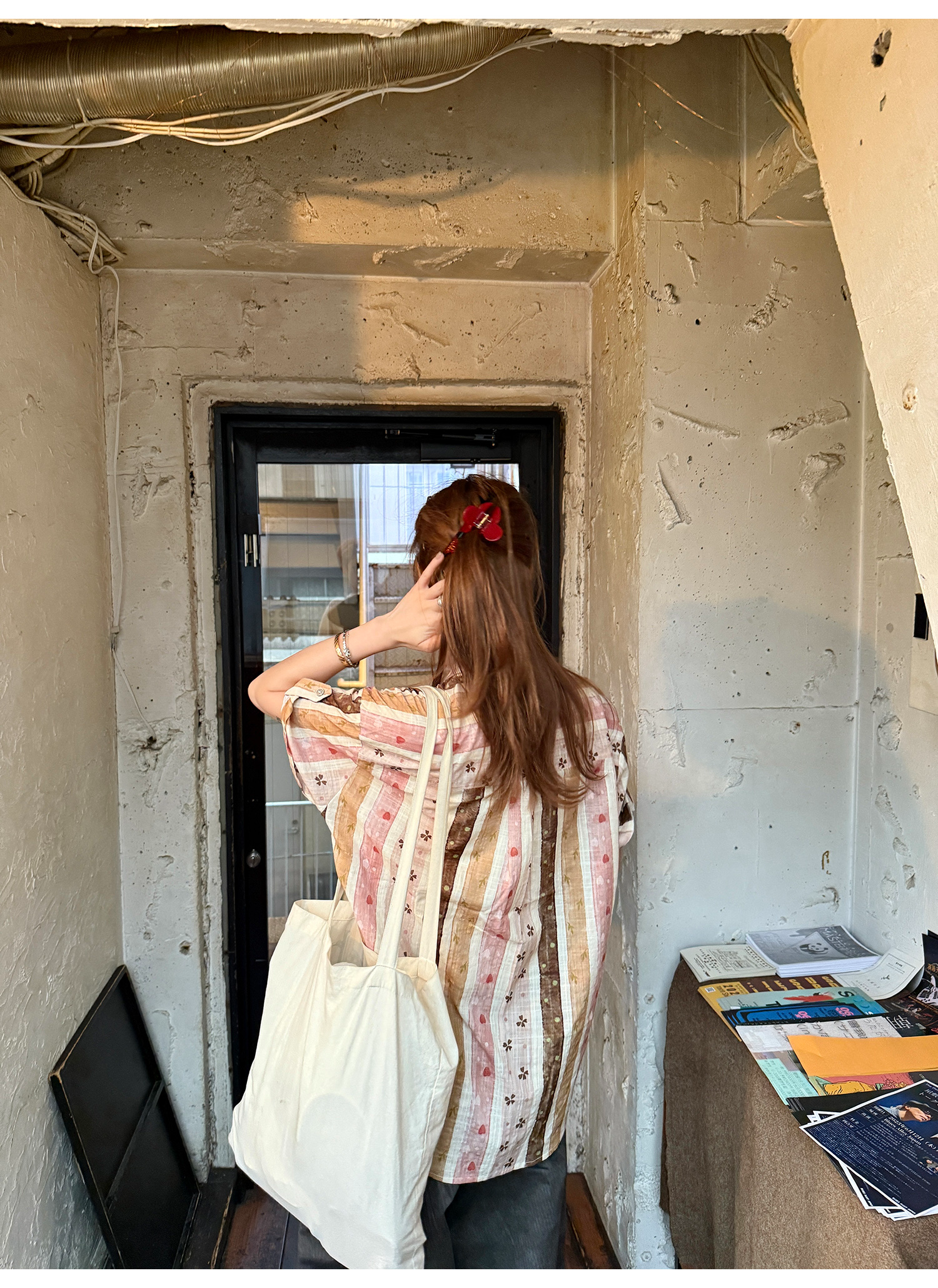 LelyMooch ハート×クローバー柄シャツ  LEM185