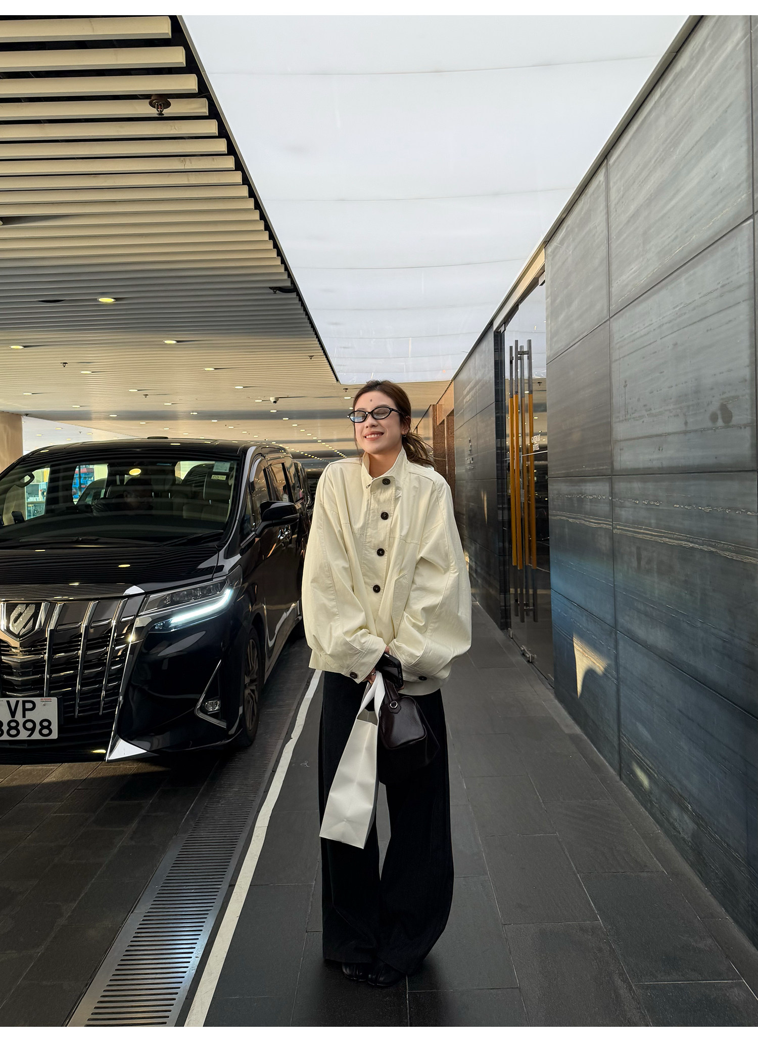 LelyMooch 立ち襟 ドロスト ミドル丈コート  LEM317