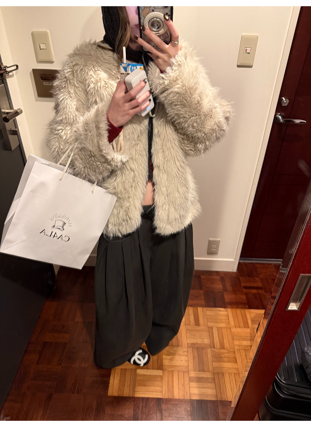 LelyMooch ロングパイル ノーカラー エコファー  LEM284