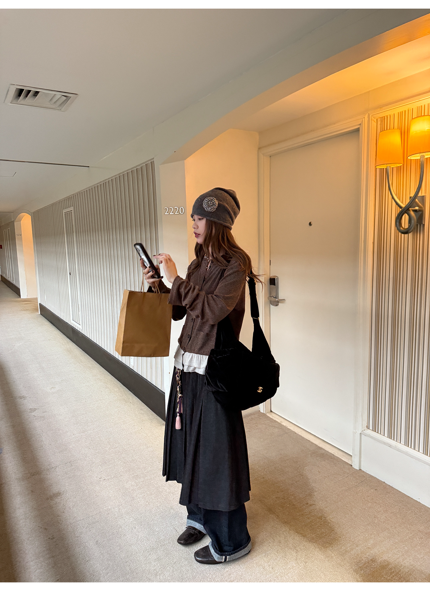 LelyMooch 黒プリーツスカート・ゴムウエスト  LEM277