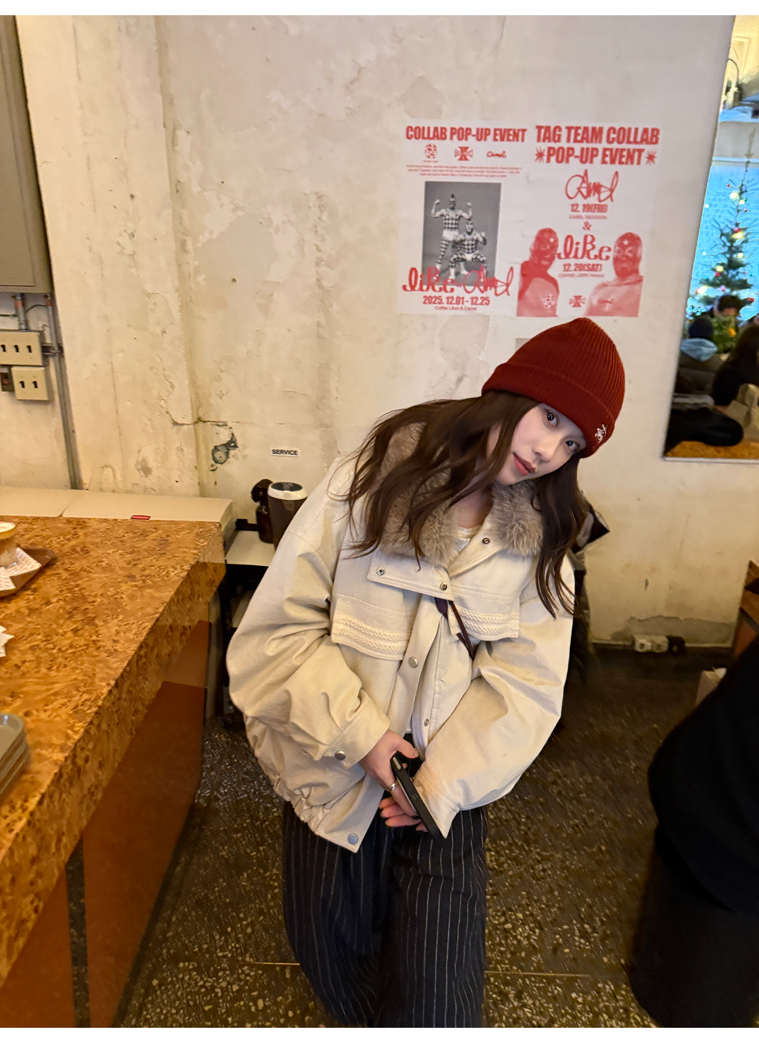 LelyMooch 取り外し襟付き 中綿ショートアウター  LEM305