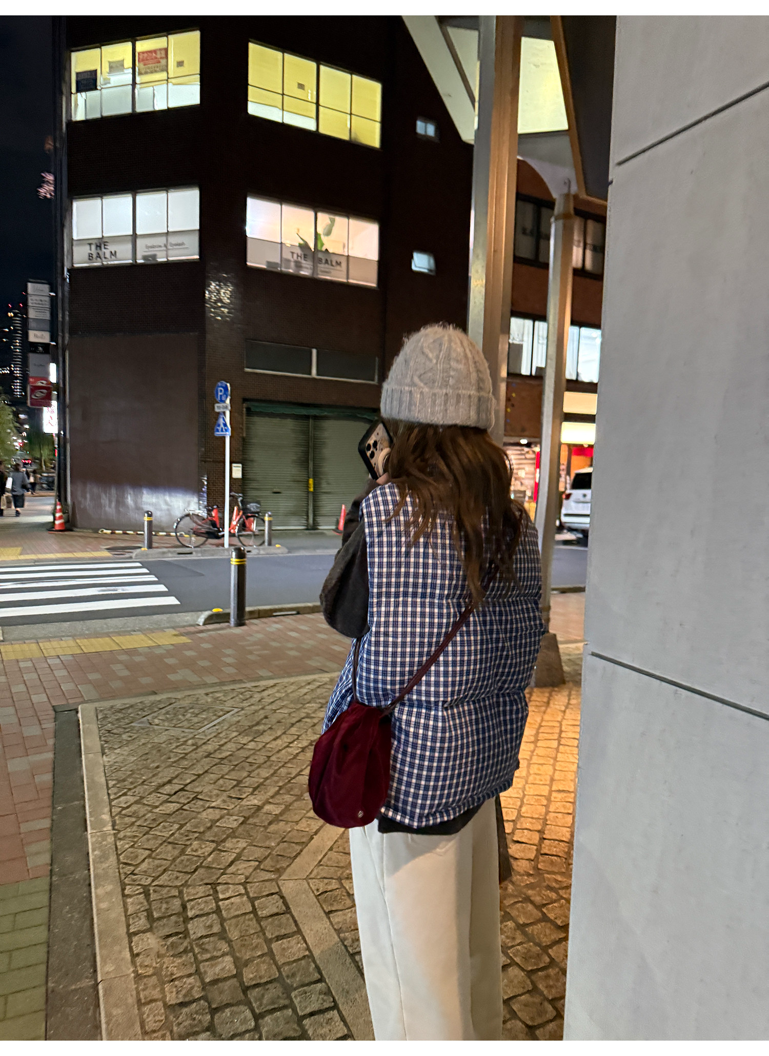 LelyMooch ギンガムチェック スタンドカラー ダウンベスト  LEM291