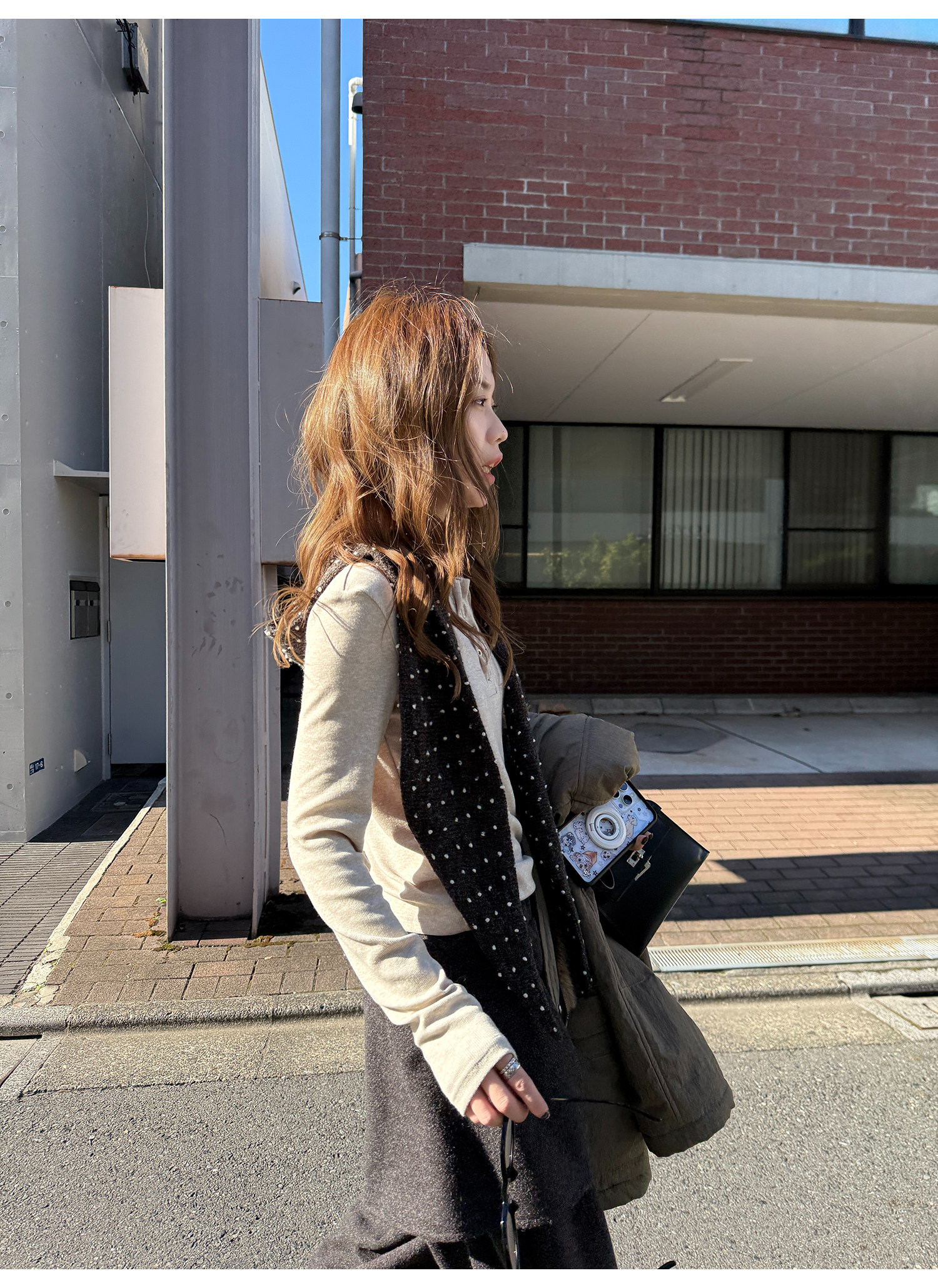 LelyMooch リブ調 ウール風 ヘンリーネックトップス  LEM290