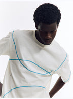 配色ライン半袖Tシャツ  LOM078