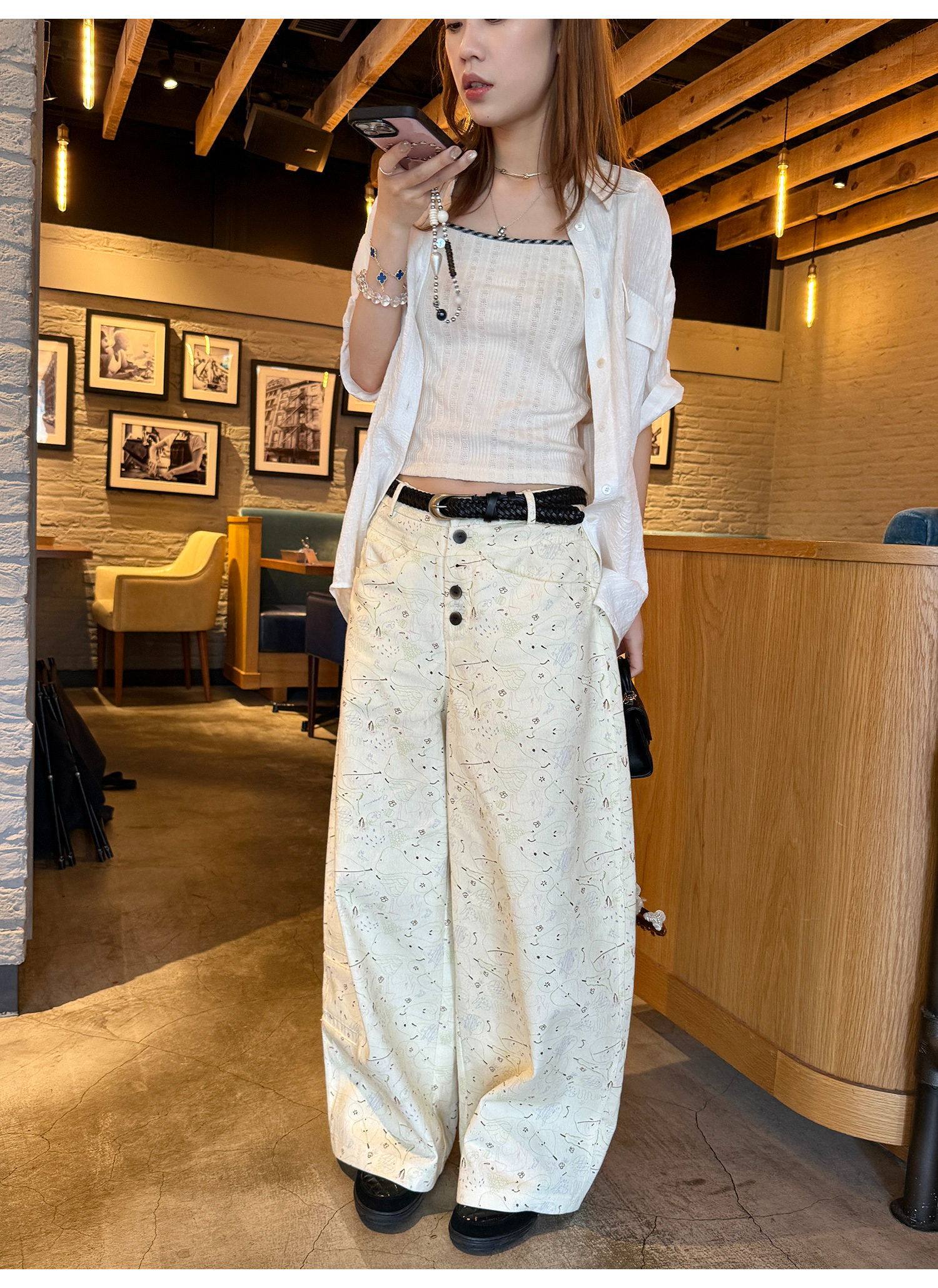 LelyMooch アート柄ルーズフィットパンツ  LEM183