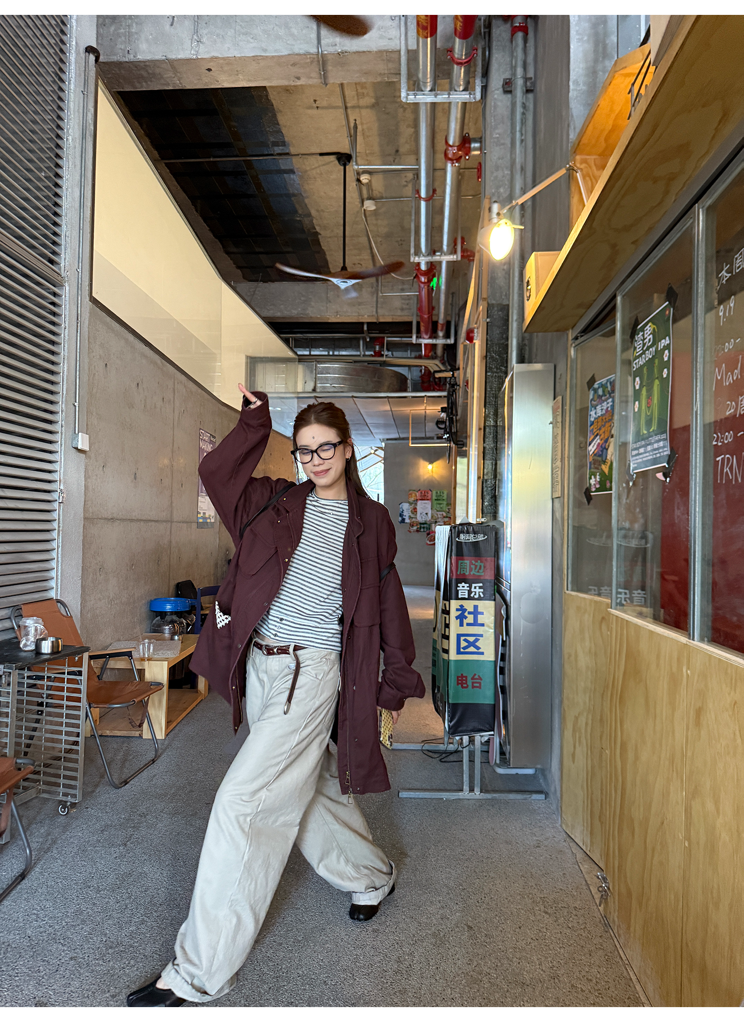 LelyMooch ウォッシュ加工×スタッズワイドパンツ　LEM243