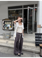 LelyMooch 1年中使える！ヴィンテージ風ワイドパンツ  LEM186