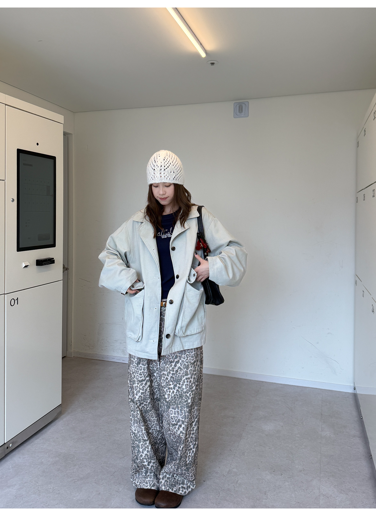 LelyMooch レオパード柄 ストレートワイドパンツ  LEM226