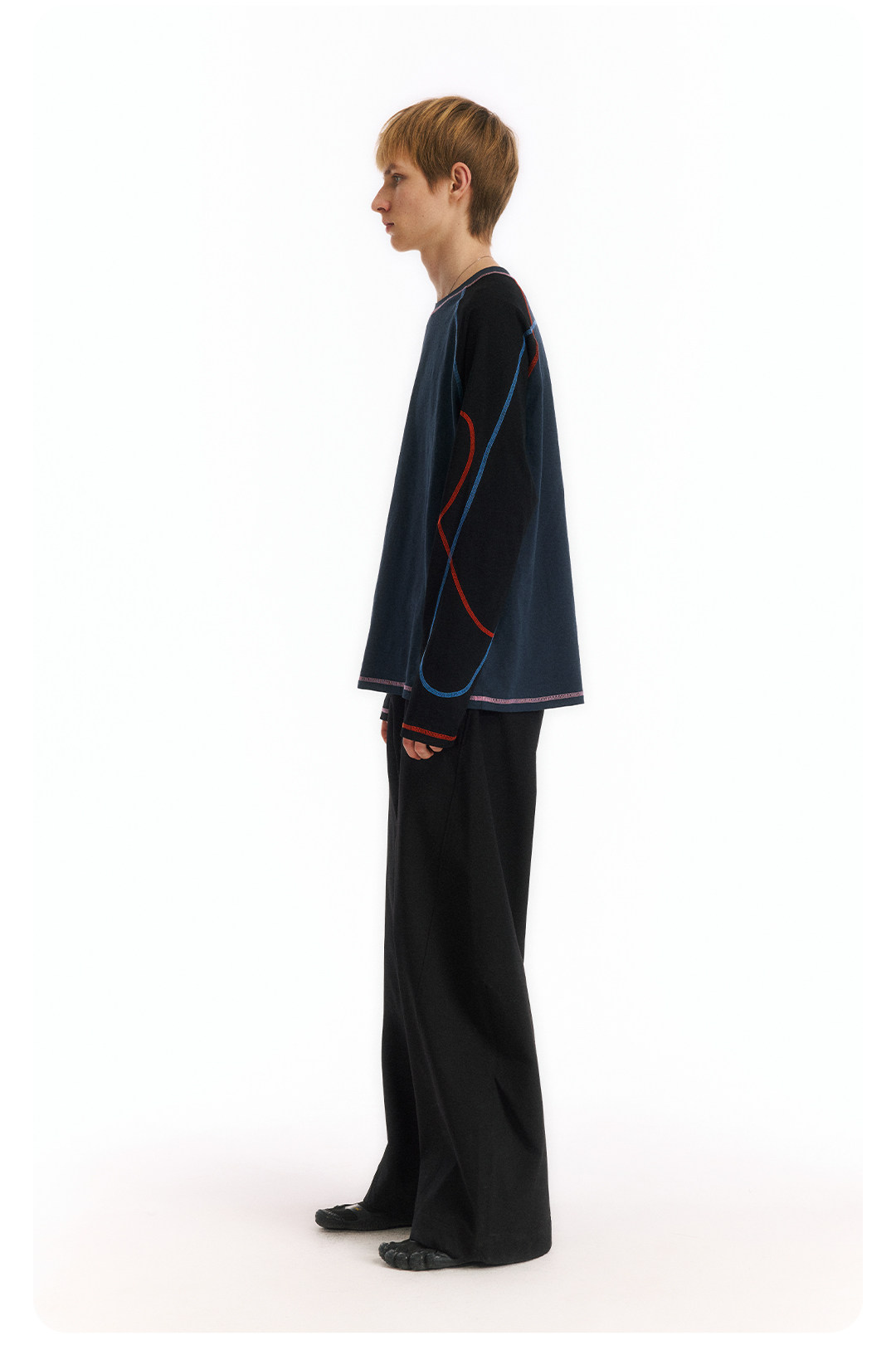 Wool Blend Curved Slacks | Crisp, Draping, Wrinkle-Resistant LOM053