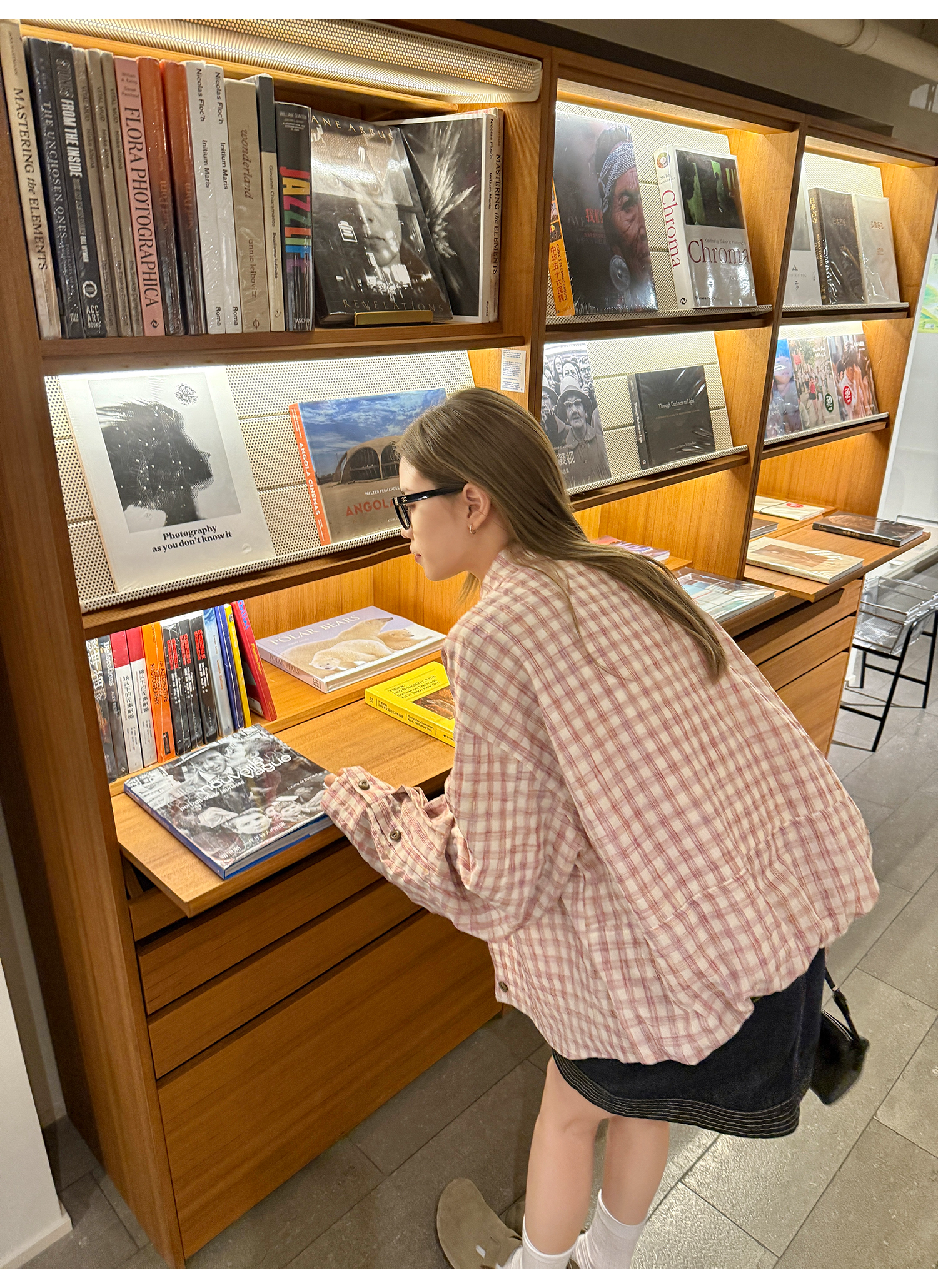 LelyMooch ピンクチェック リネン風　シャツジャケット  LEM119