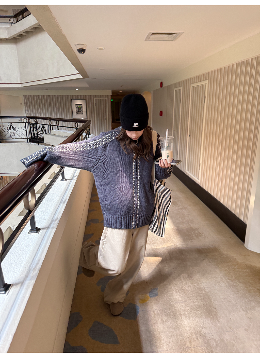 LelyMooch ケーブル編み×バイカラーフーディ  LEM246