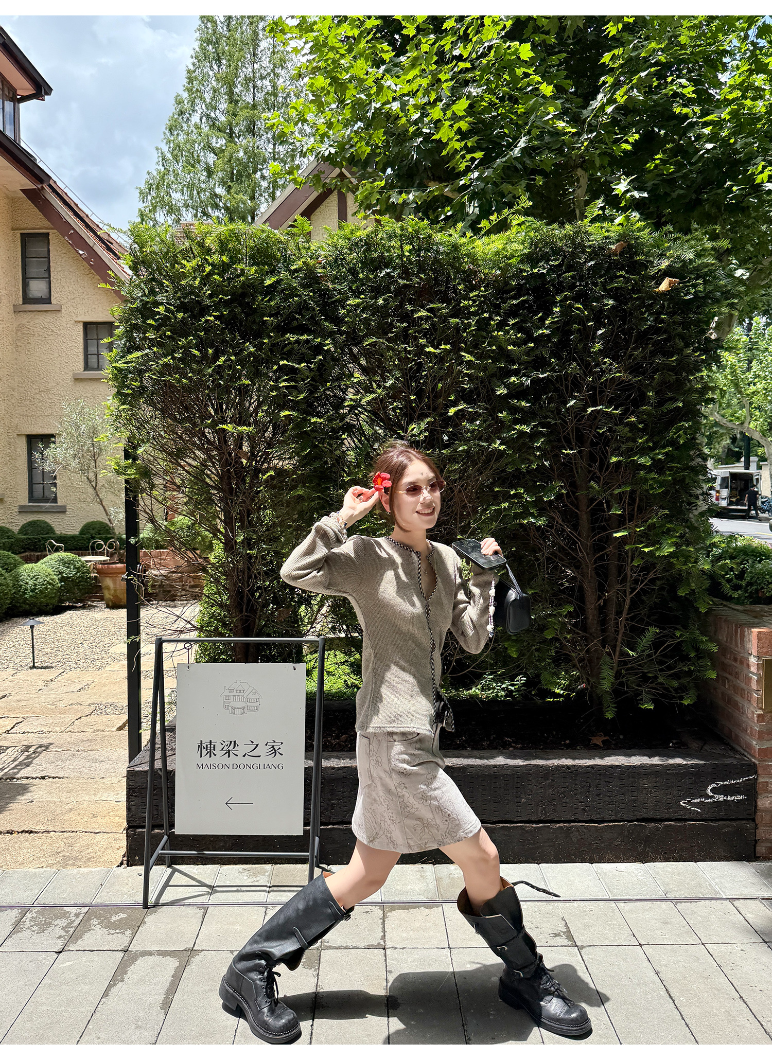 LelyMooch 花柄Aラインコットンスカート 防止めくれ加工！ LEM217