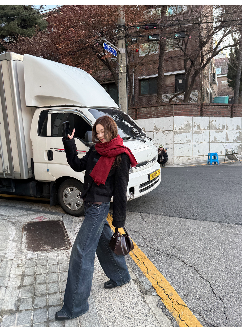 LelyMooch 色落ち加工 ストレートデニムパンツ　LEM304