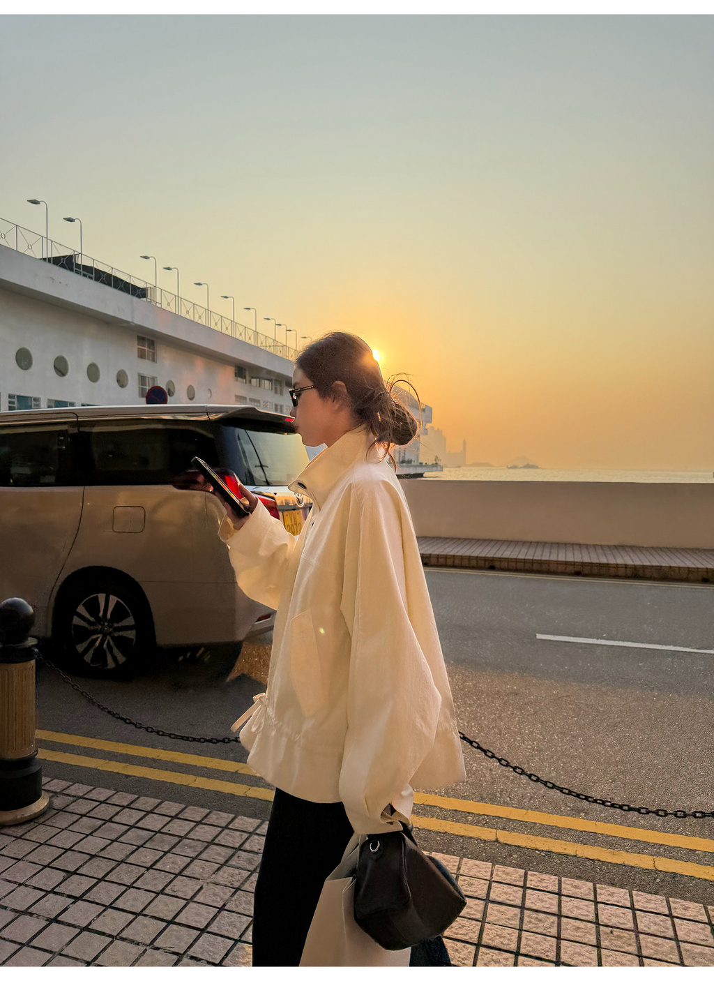 LelyMooch 立ち襟 ドロスト ミドル丈コート  LEM317