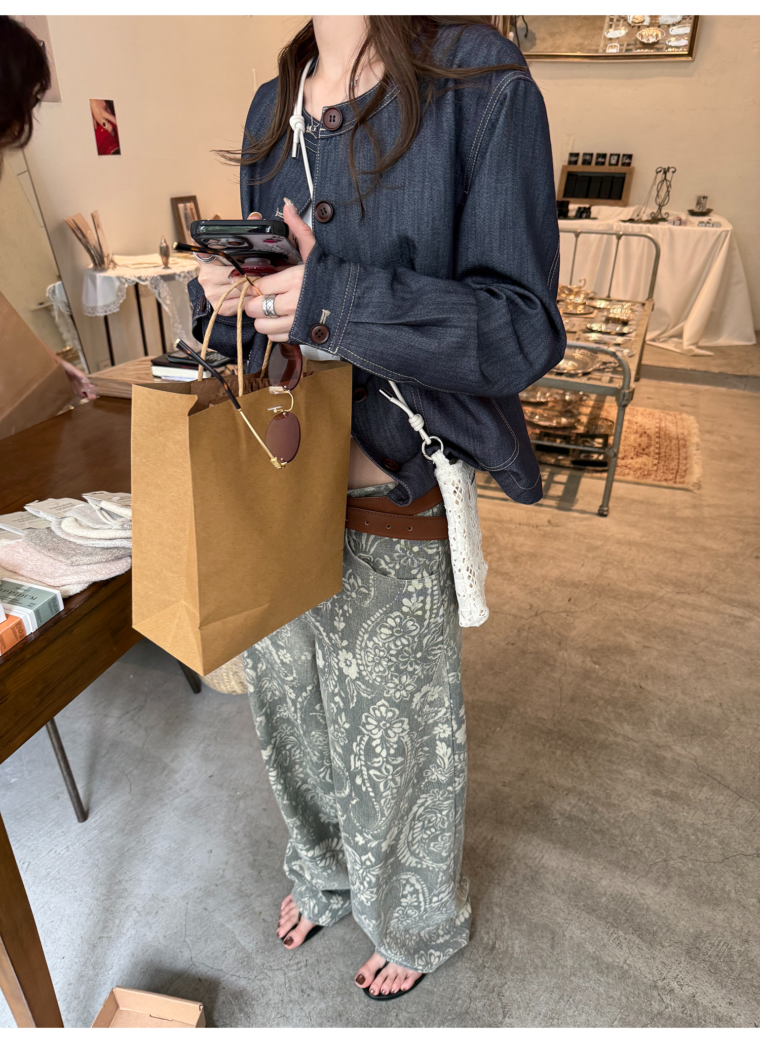 LelyMooch ペイズリー柄 ワイドパンツ  LEM221