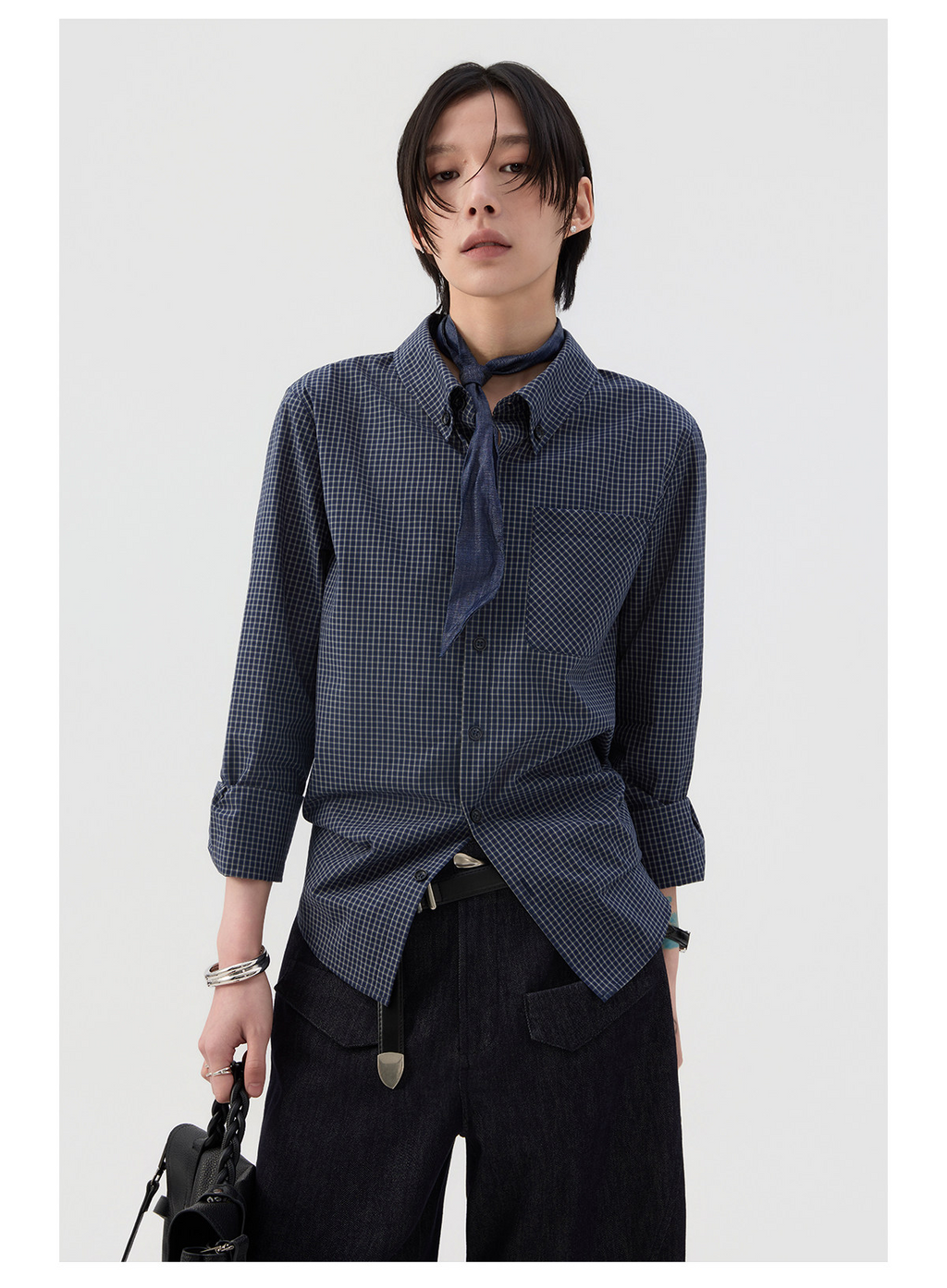 細格子 レギュラーシャツ  LOM044