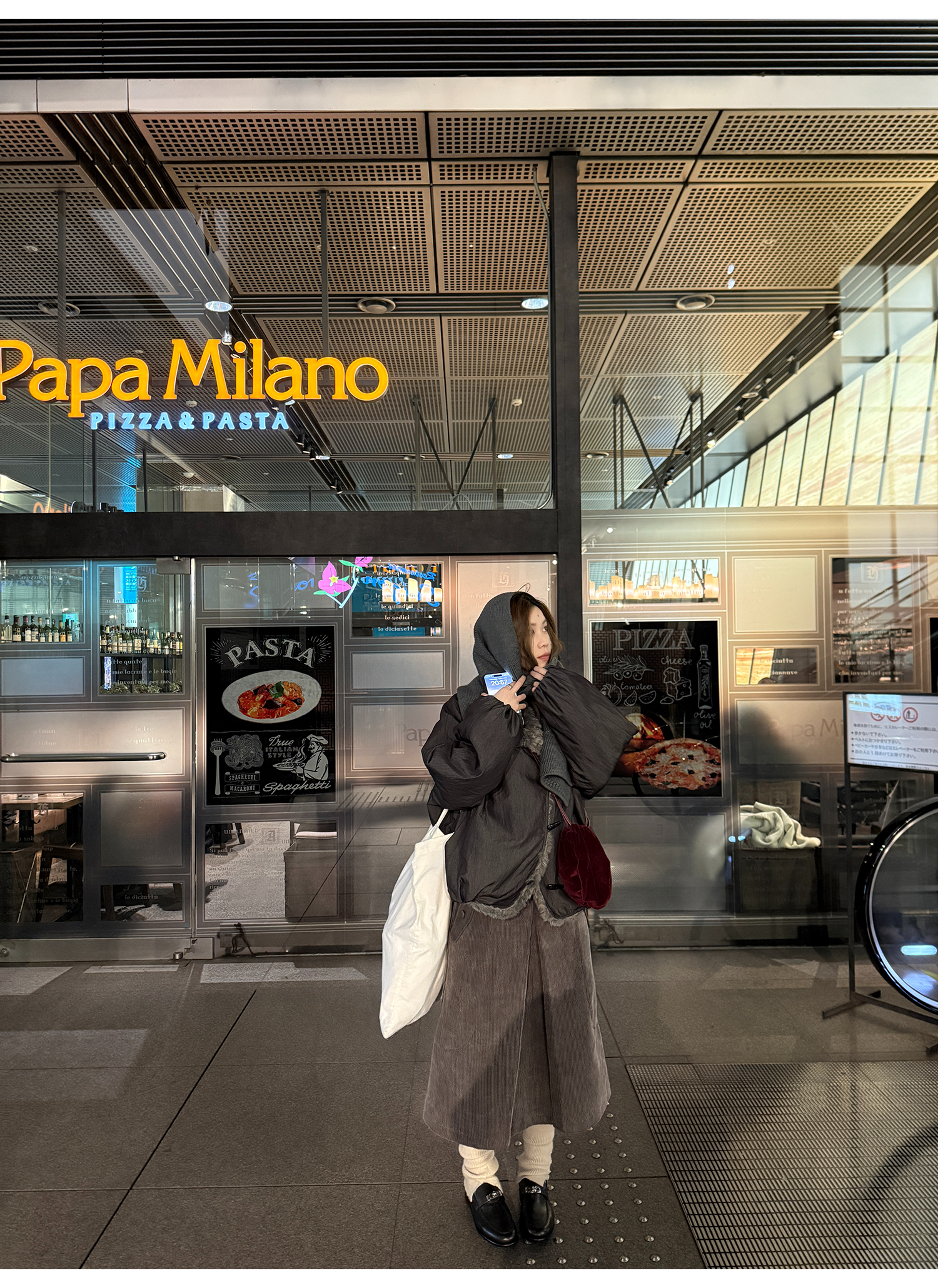 LelyMooch 光沢バイカラーブルゾン｜ボア切替×トグルボタン  LEM280