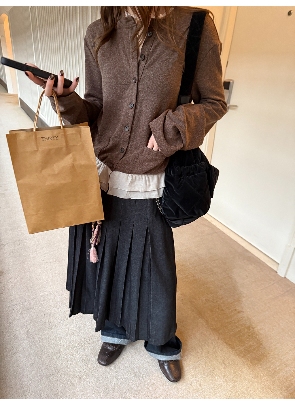 LelyMooch 黒プリーツスカート・ゴムウエスト  LEM277