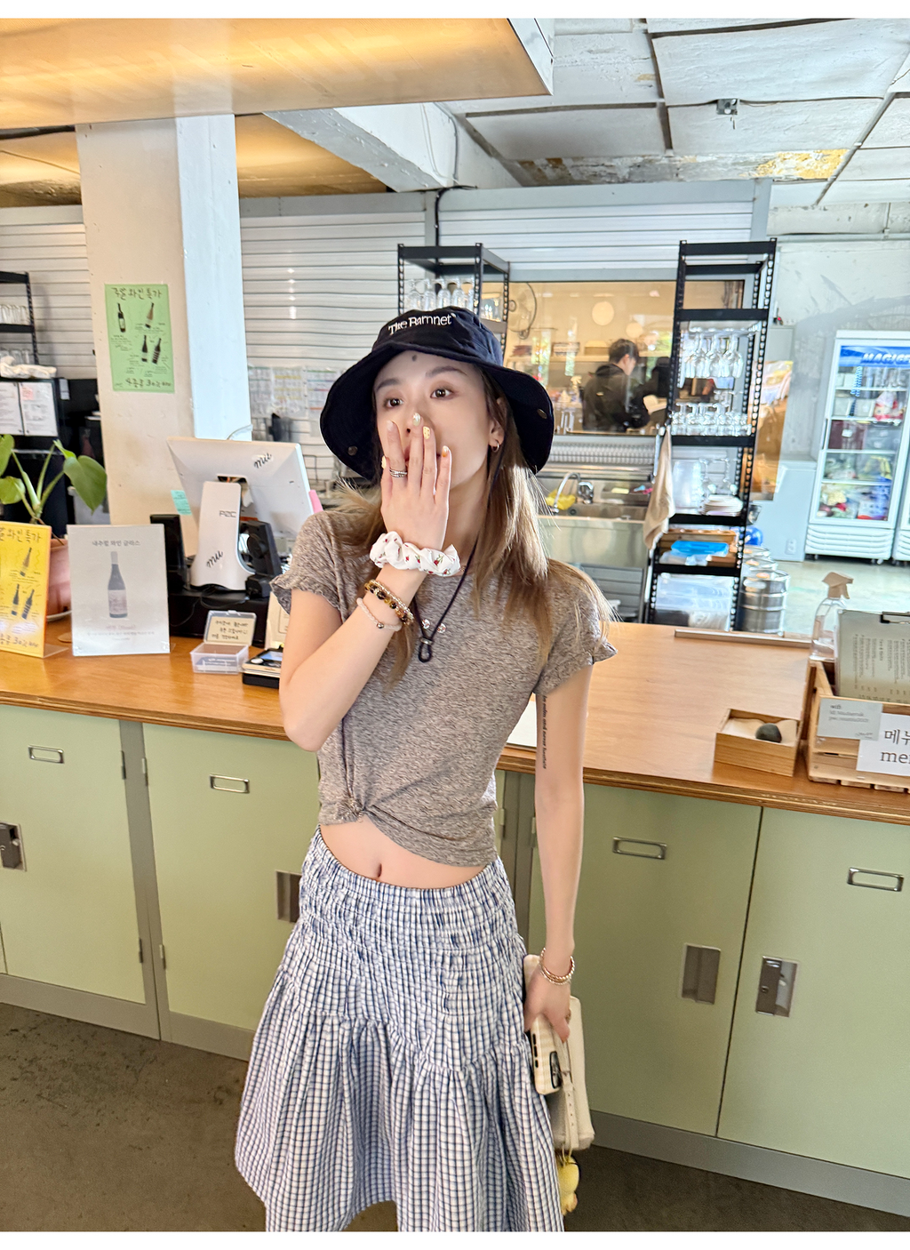 LelyMooch 貝ボタン綿麻Tシャツ  LEM168