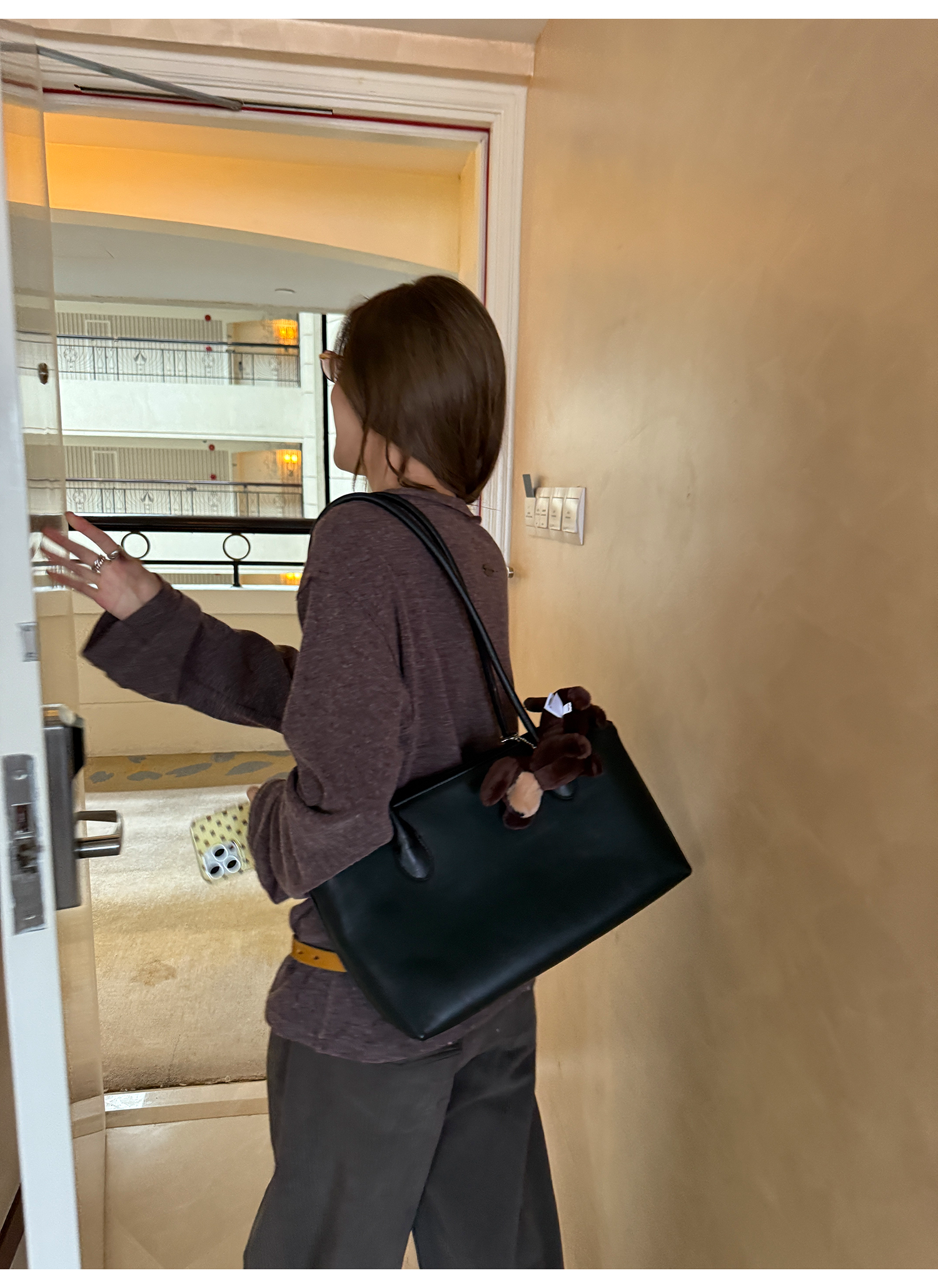 LelyMooch Vネック フェイクウールカーディガン 秋LEM234