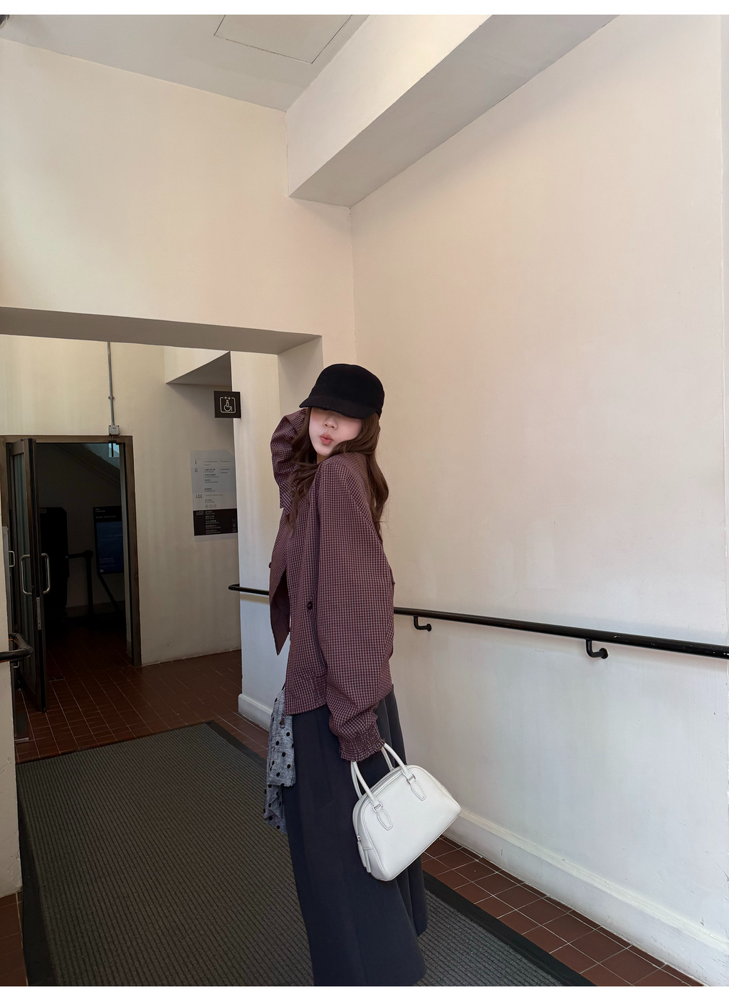 LelyMooch チェック柄スタンドカラーダブルジップブルゾン  LEM318