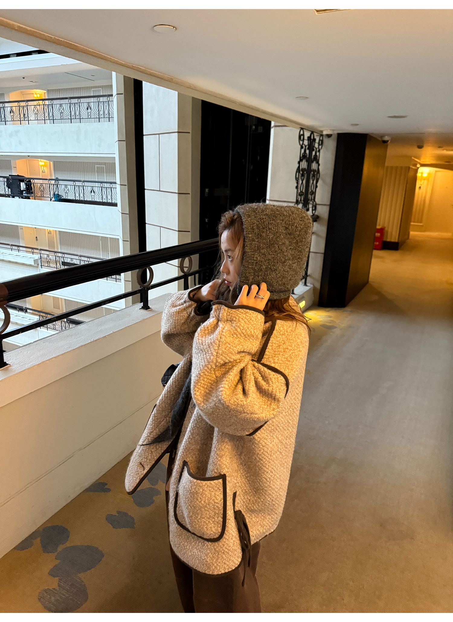 LelyMooch 配色パイピング ループウールジャケット　LEM278