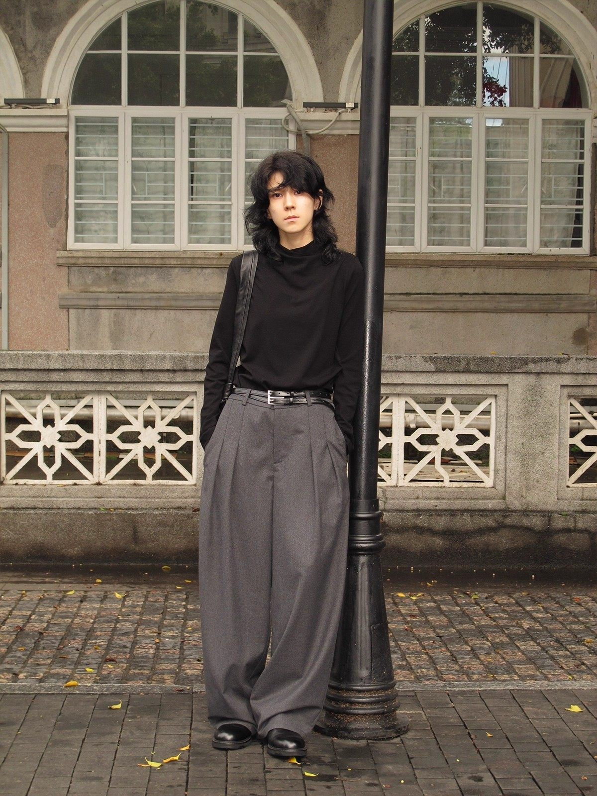 クロスモックネック ジャストショルダー 長袖カットソー  LOM038