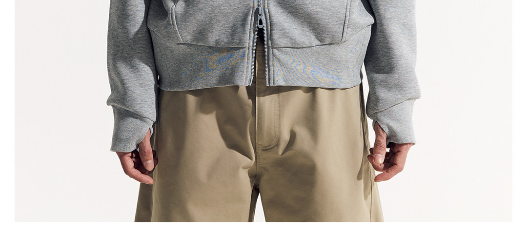 斜めジップ ダンボール素材 パーカー  LOM048