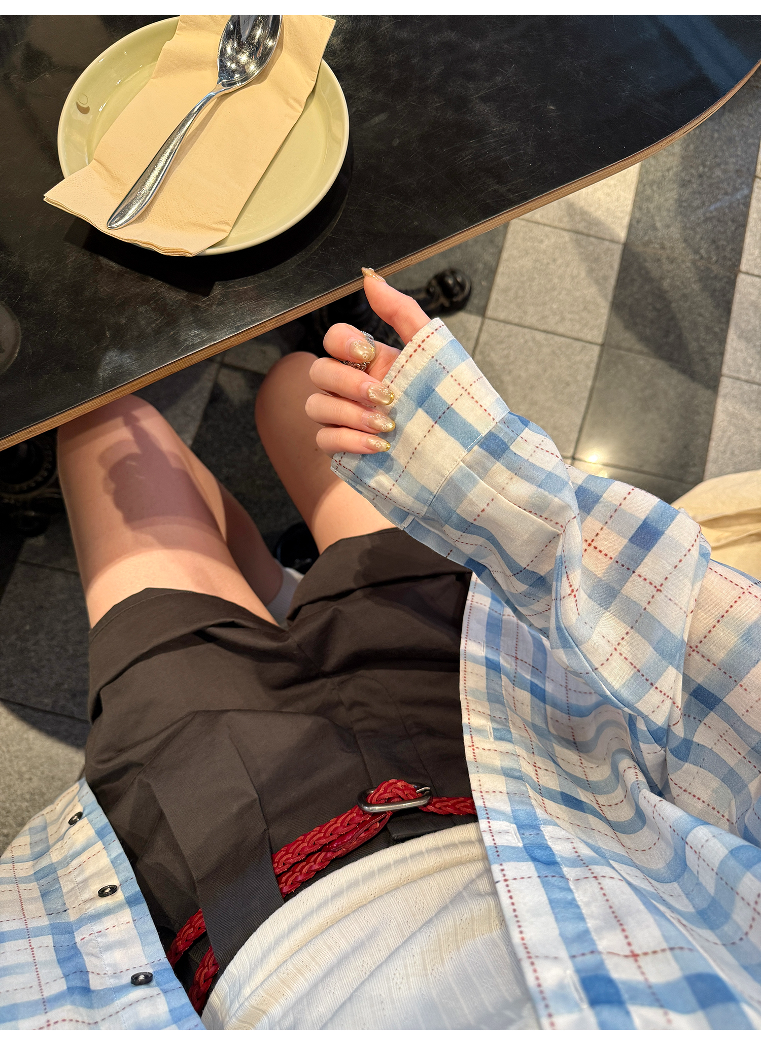 LelyMooch  爽やかチェック リラックス長袖UVシャツ  LEM155