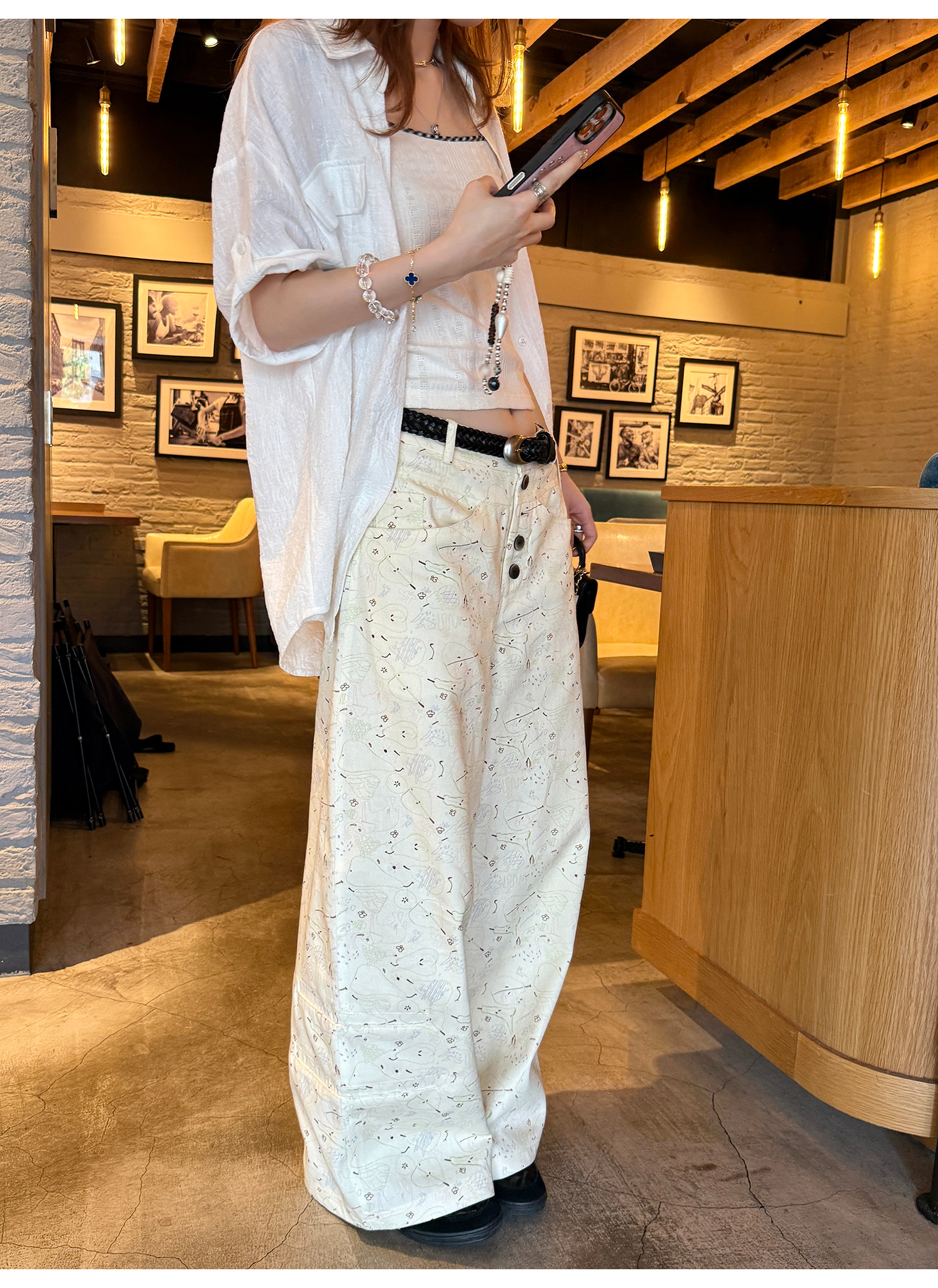 LelyMooch アート柄ルーズフィットパンツ  LEM183