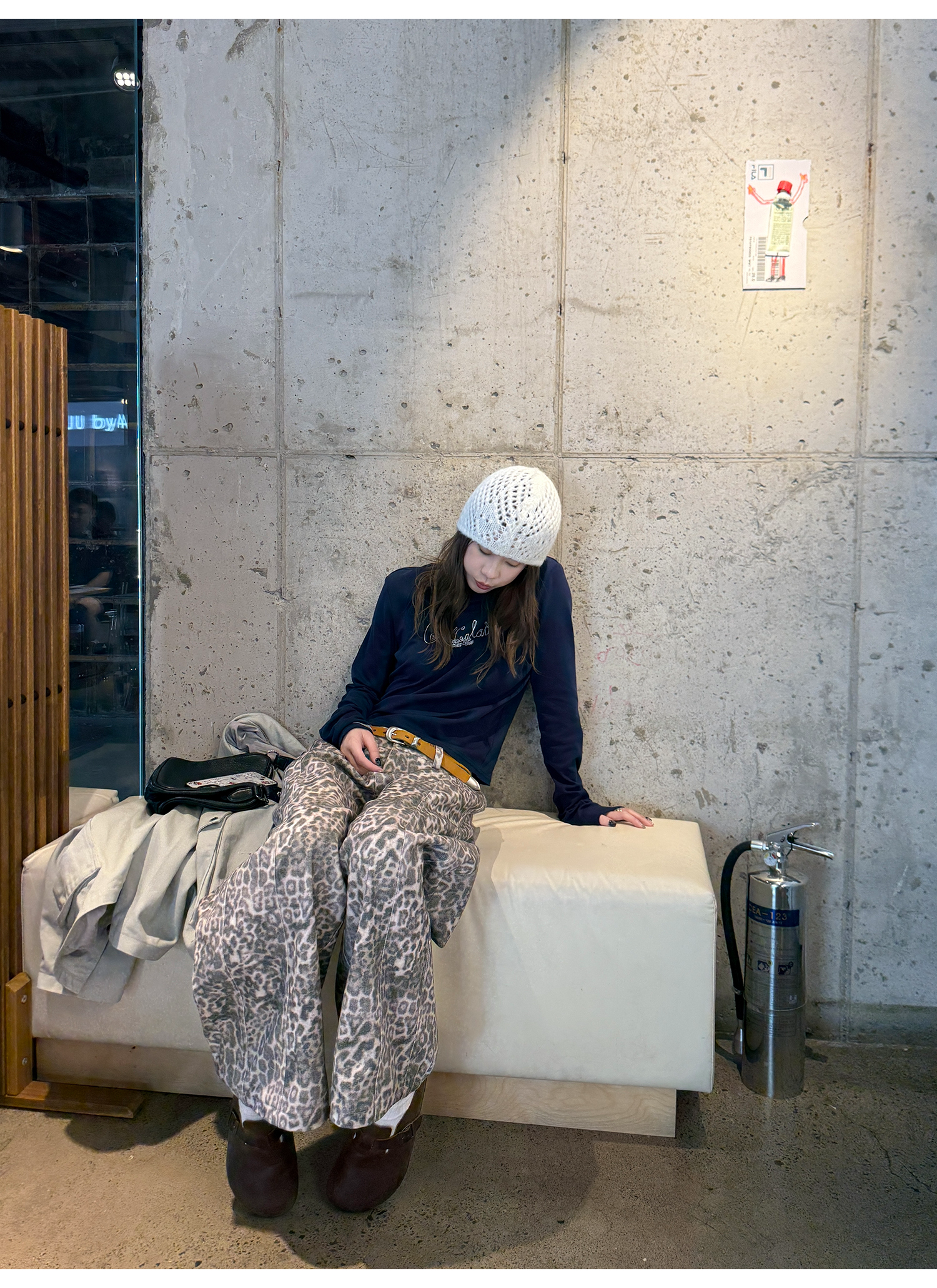 LelyMooch レオパード柄 ストレートワイドパンツ  LEM226