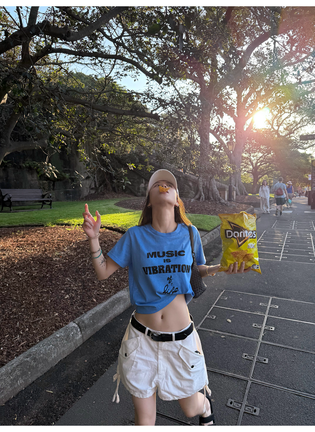 LelyMooch 配色ロゴプリント×ヴィンテージ風  スラブ綿麻 半袖Tシャツ  LEM331
