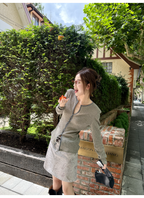 LelyMooch チェック柄ウエスト細見えニットトップス  LEM216