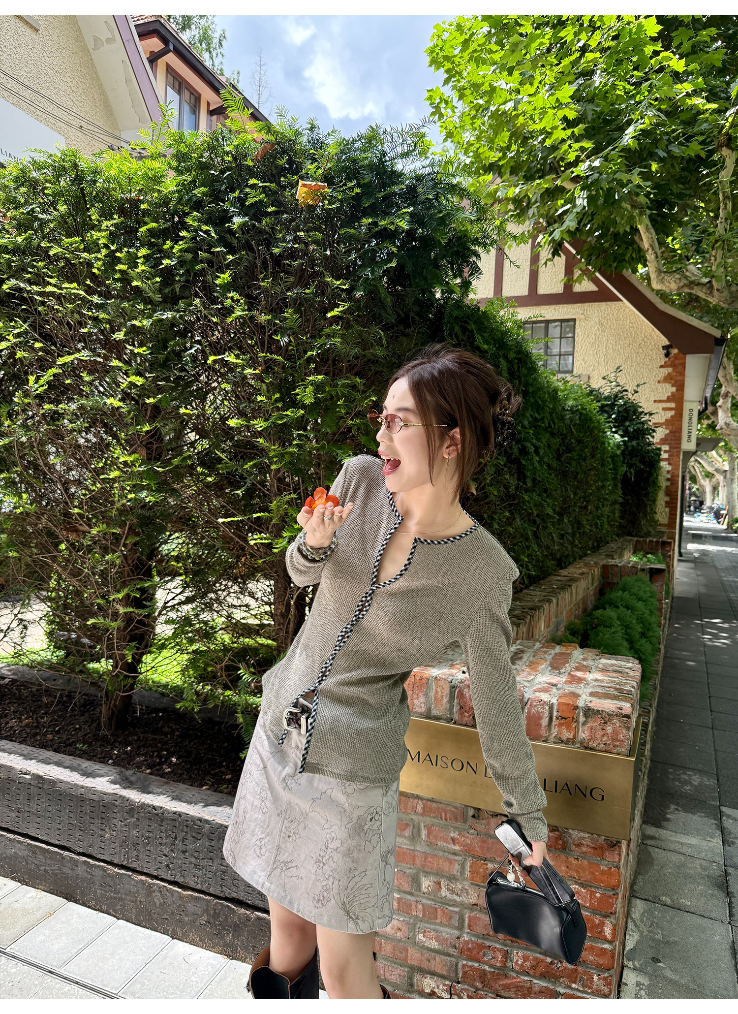 LelyMooch チェック柄ウエスト細見えニットトップス  LEM216