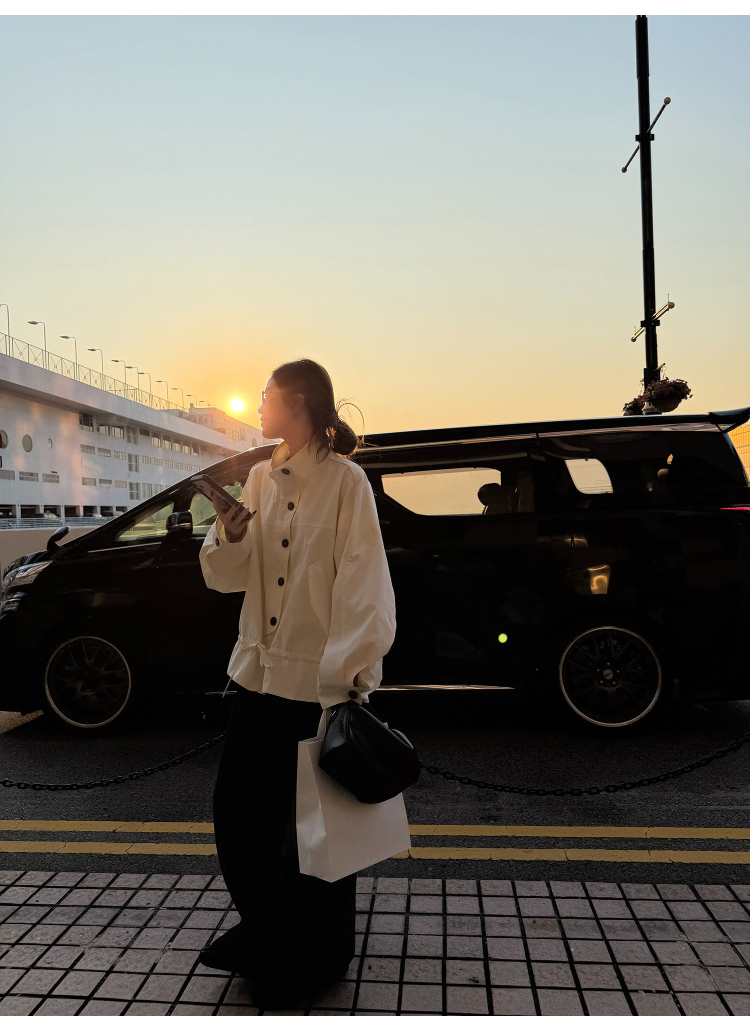 LelyMooch 立ち襟 ドロスト ミドル丈コート  LEM317