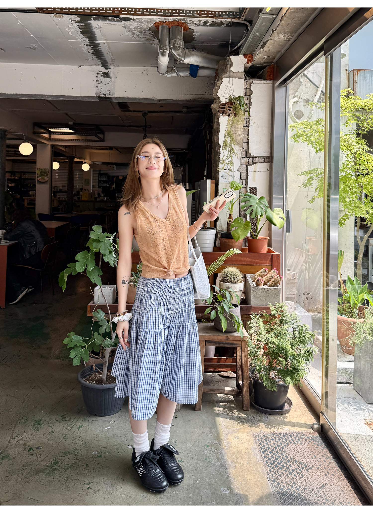 LelyMooch 2WAYギンガム スカート／チューブトップ  LEM176