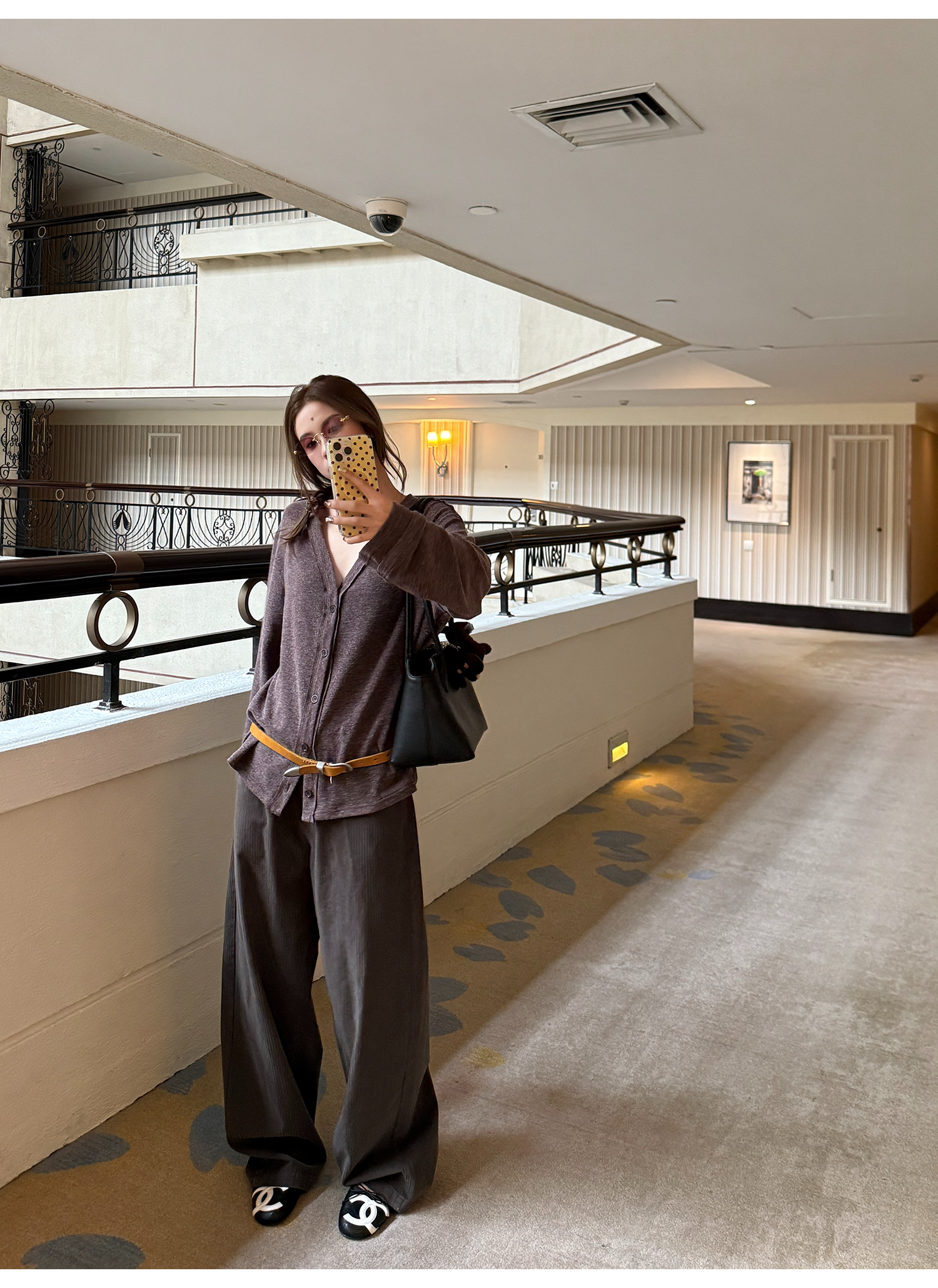 LelyMooch Vネック フェイクウールカーディガン 秋LEM234